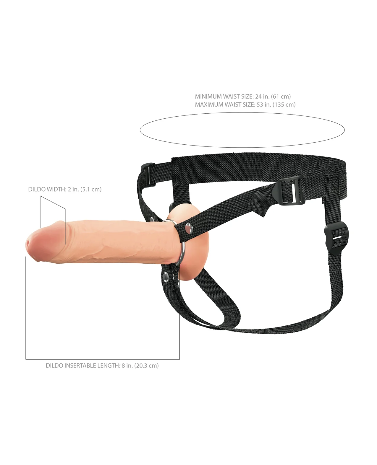 Fantasy X-Tensions Elite 8" Silicone Hollow Strap-on w/Harness - Light - Image 4