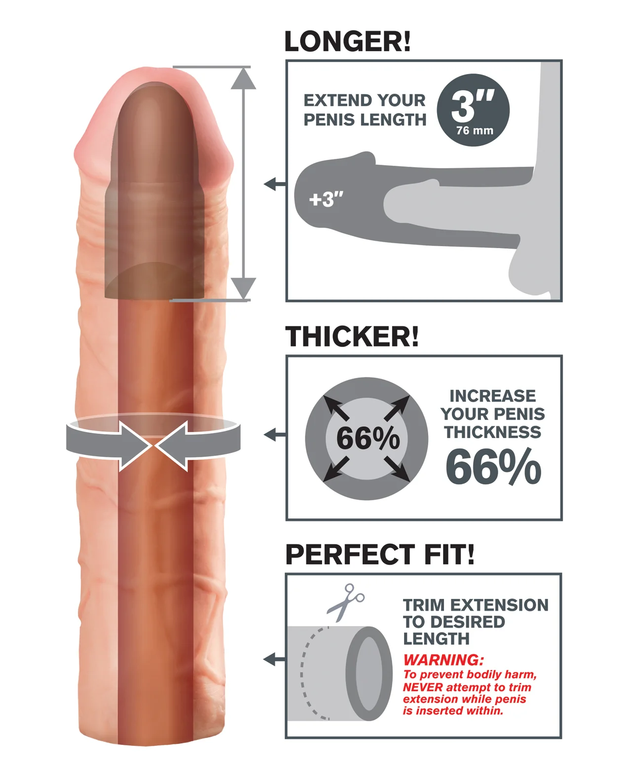 Fantasy X-tensions Mega 3" Extension - Flesh - Image 3