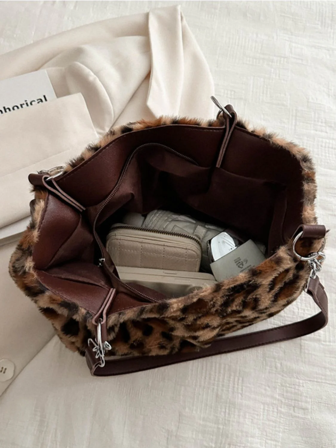 Faux Fur Leopard Shoulder Bag - Image 2