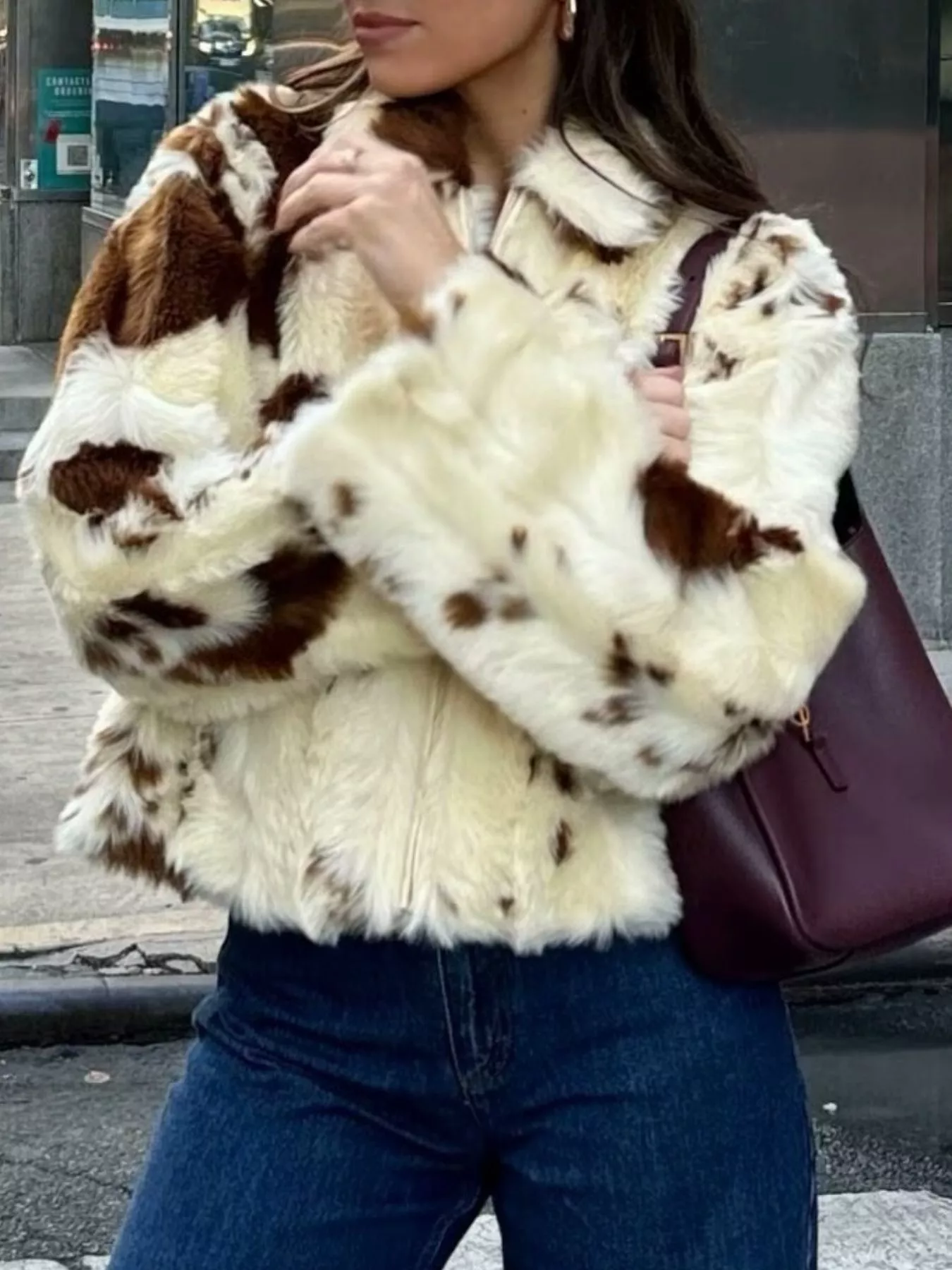 Faux Fur Zip Up Cropped Outerwear - Image 6