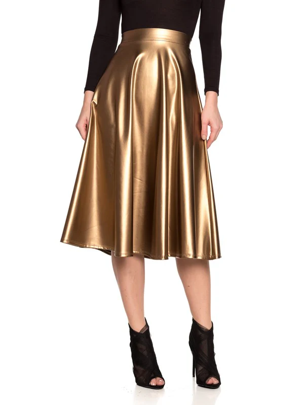 Faux leather flare skirts - Image 13