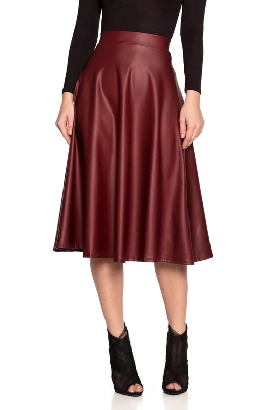 Faux leather flare skirts - Image 2