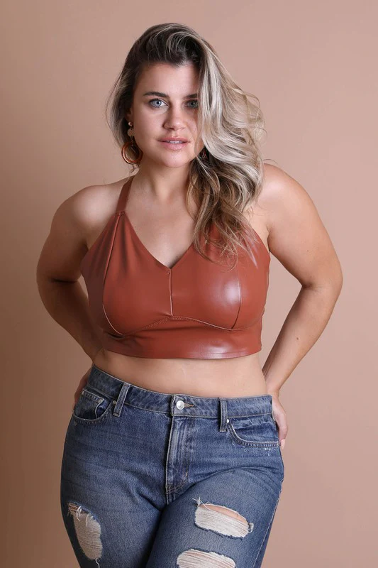 Faux Leather Longline Bralette Plus Size - Image 6