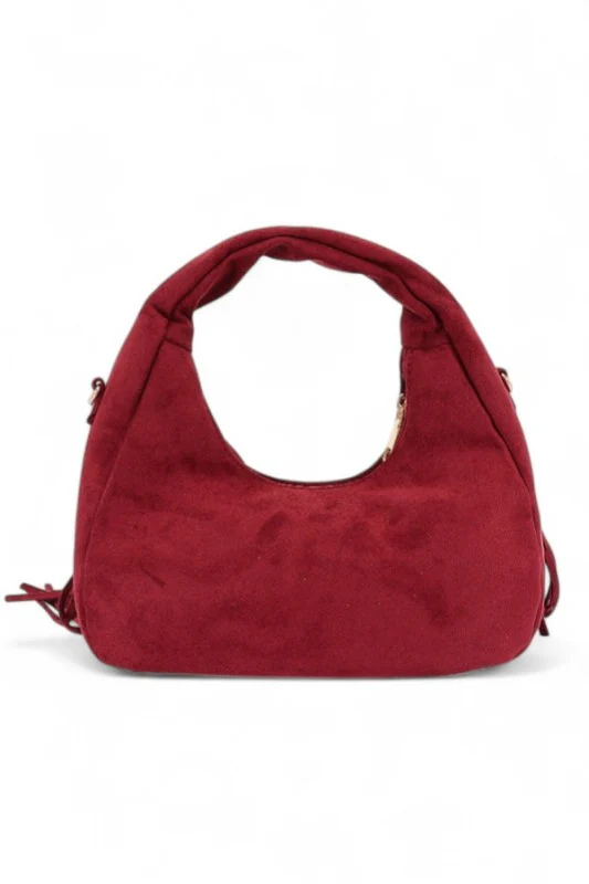Faux Suede Top Handle Fringe Bag - Image 6