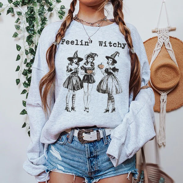 FEELIN' WITCHY HALLOWEEN GRAPHIC SWEATSHIRTS - Image 3