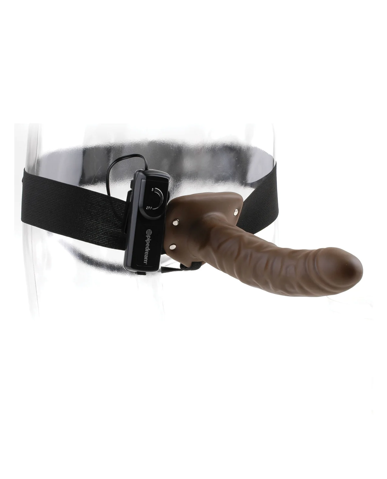 Fetish Fantasy Series 8" Vibrating Hollow Strap On - Brown - Image 3