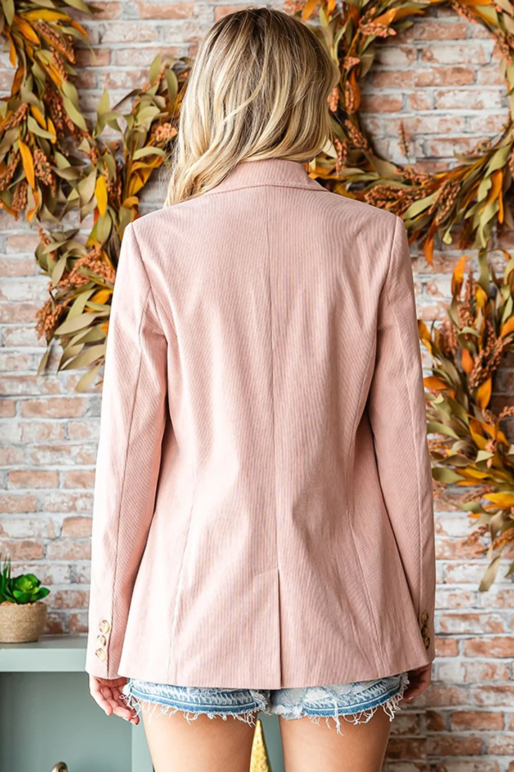 First Love Full Size Single-Breasted Flap Pocket Corduroy Blazer - Image 2