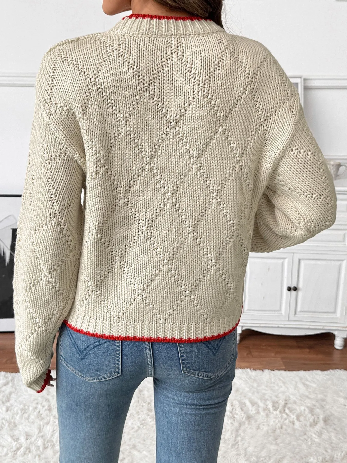 Fish Pattern Round Neck Sweater - Image 6