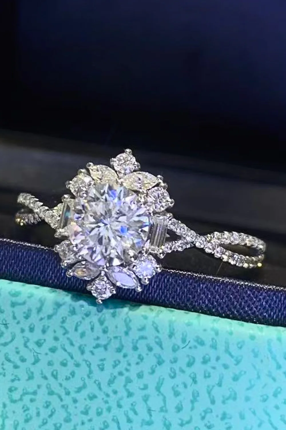 Floral 2 Carat Moissanite Crisscross Ring - Image 4