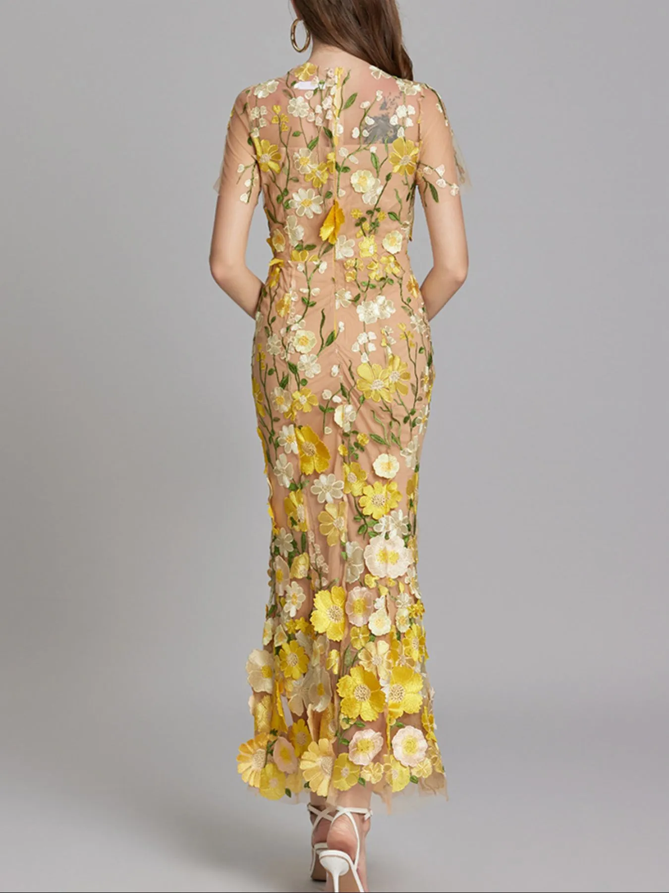 Floral Embroidered Mesh Overlay Maxi Dress - Image 28