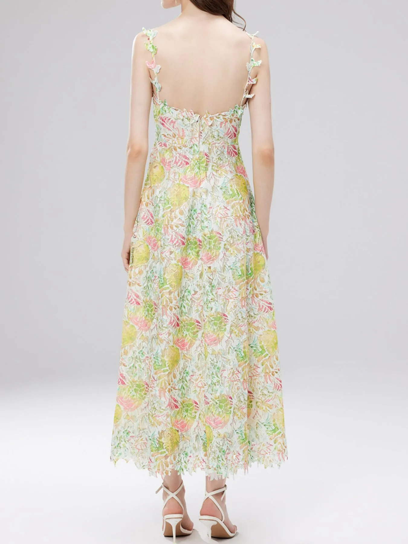 Floral Lace Sleeveless V-Neck Midi Dress - Image 17
