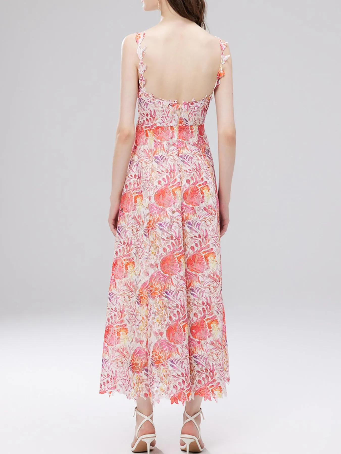 Floral Lace Sleeveless V-Neck Midi Dress - Image 22