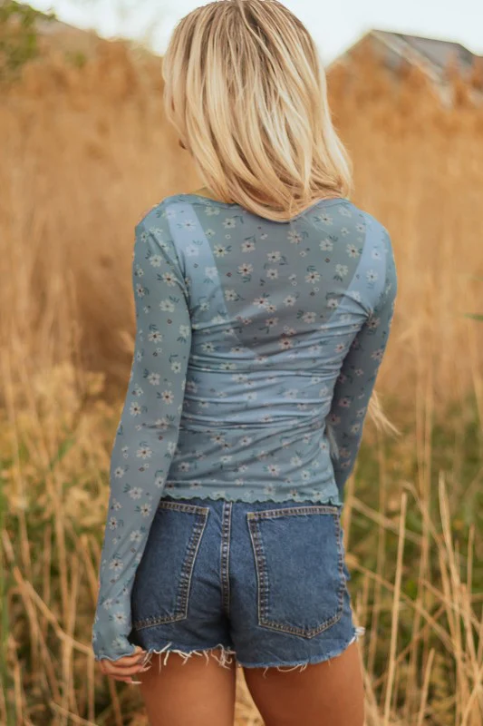 Floral Mesh Long Sleeve Top - Image 11