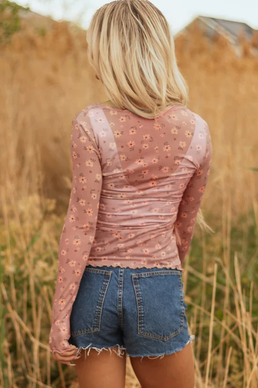 Floral Mesh Long Sleeve Top - Image 16
