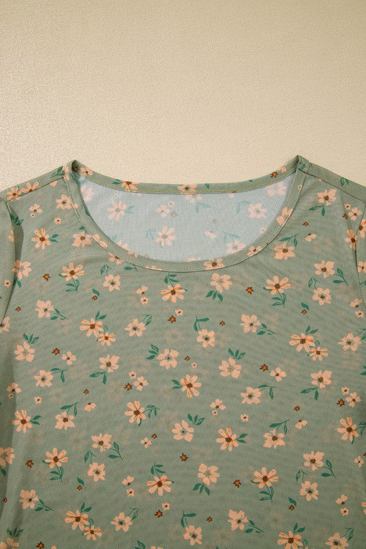 Floral Mesh Long Sleeve Top - Image 8