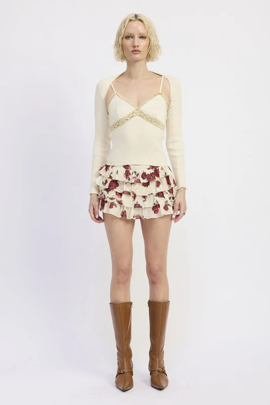 FLORAL MINI RUFFLE SKORT - Image 3