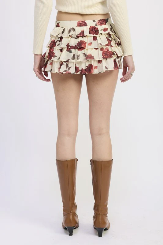 FLORAL MINI RUFFLE SKORT - Image 8