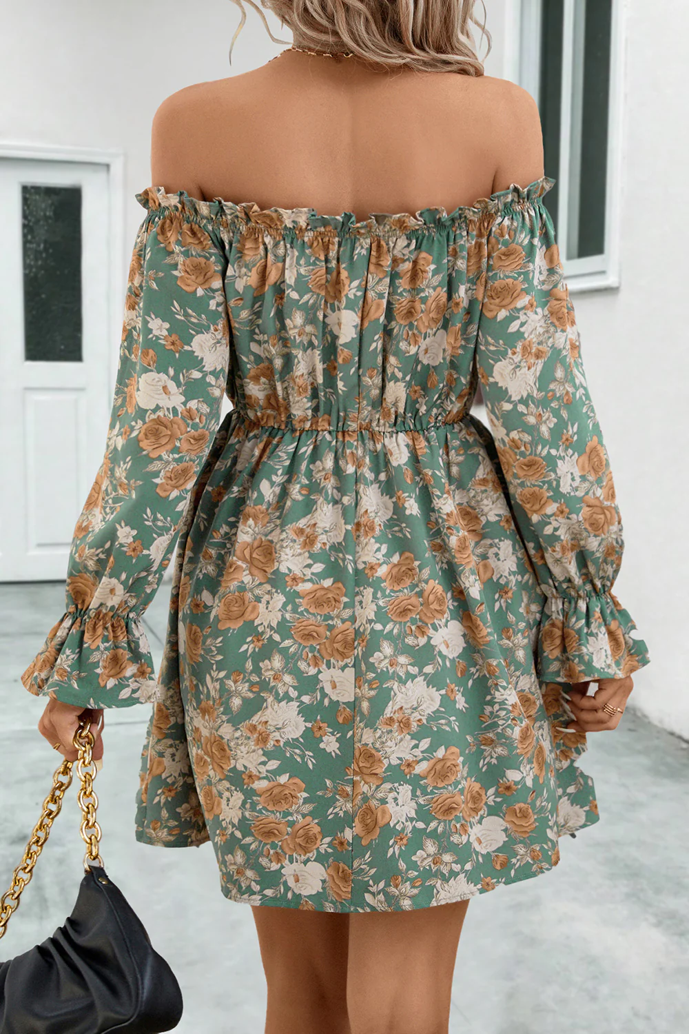Floral Off-Shoulder Flounce Sleeve Dress - Image 2