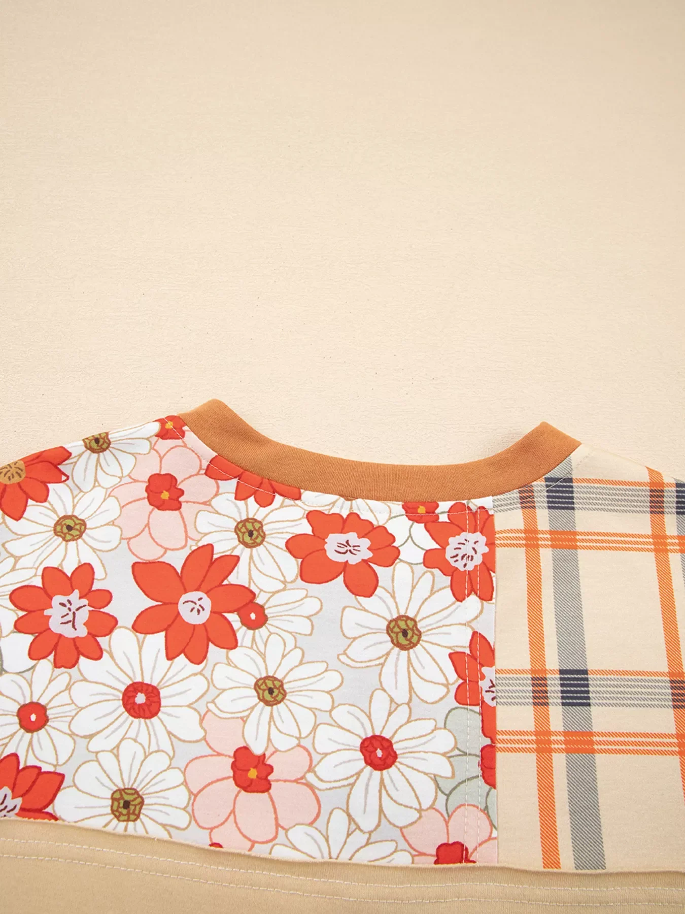 Floral Plaid Patchwork Casual Top - Image 10