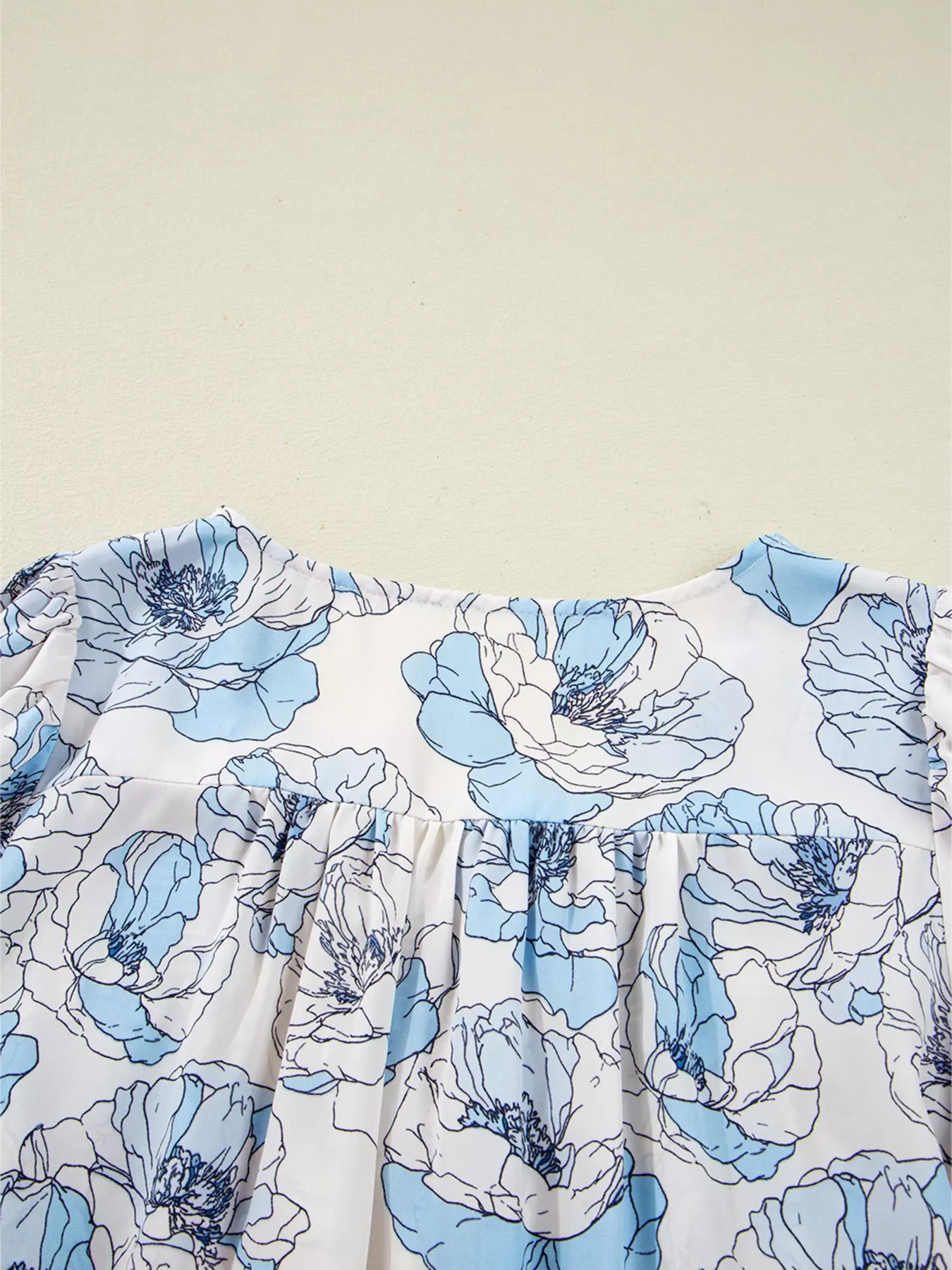 Floral Print Frilly Smocked Square Neck Long Sleeve Blouse - Image 9