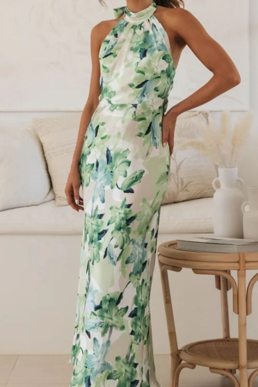 Floral Print Halter Neck Maxi Dress - Image 11