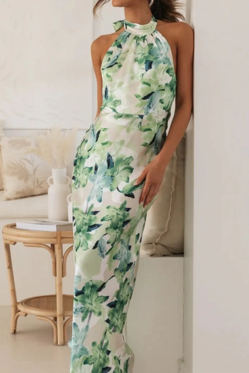 Floral Print Halter Neck Maxi Dress - Image 12