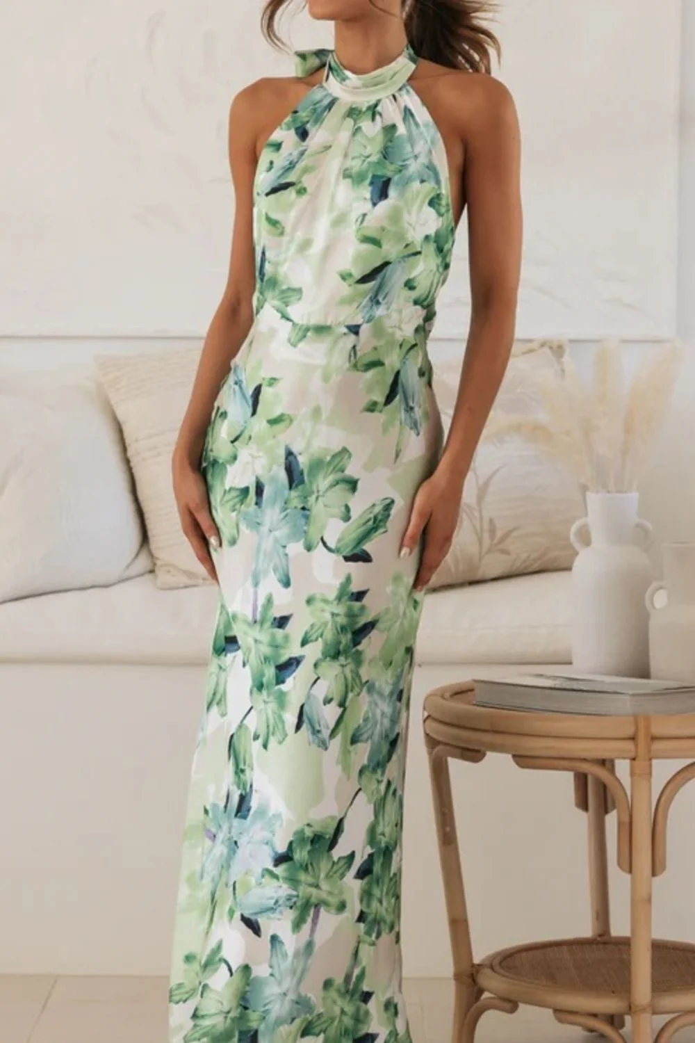 Floral Print Halter Neck Maxi Dress - Image 13