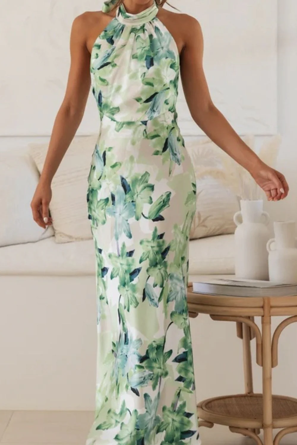 Floral Print Halter Neck Maxi Dress - Image 14