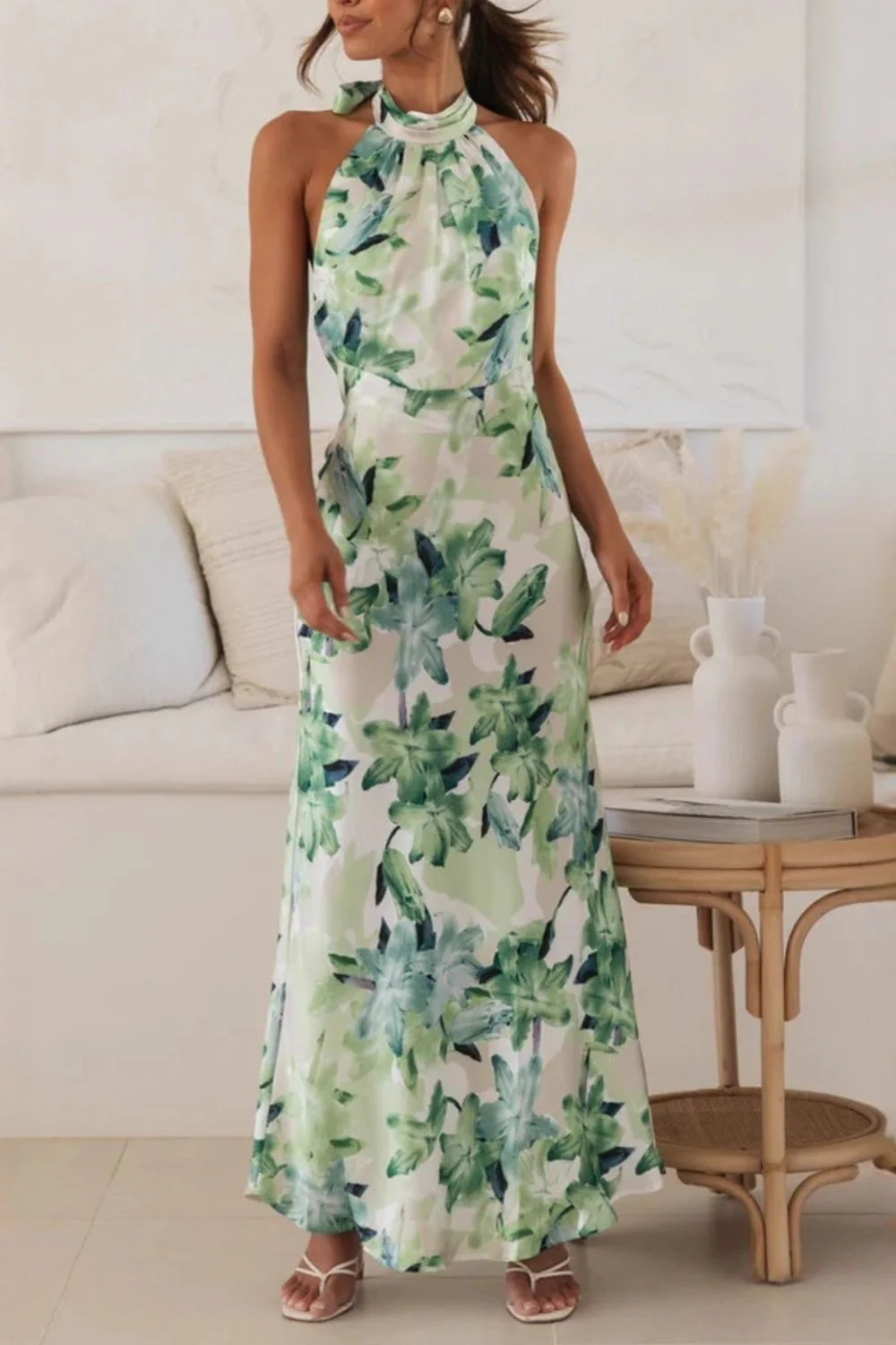 Floral Print Halter Neck Maxi Dress - Image 15