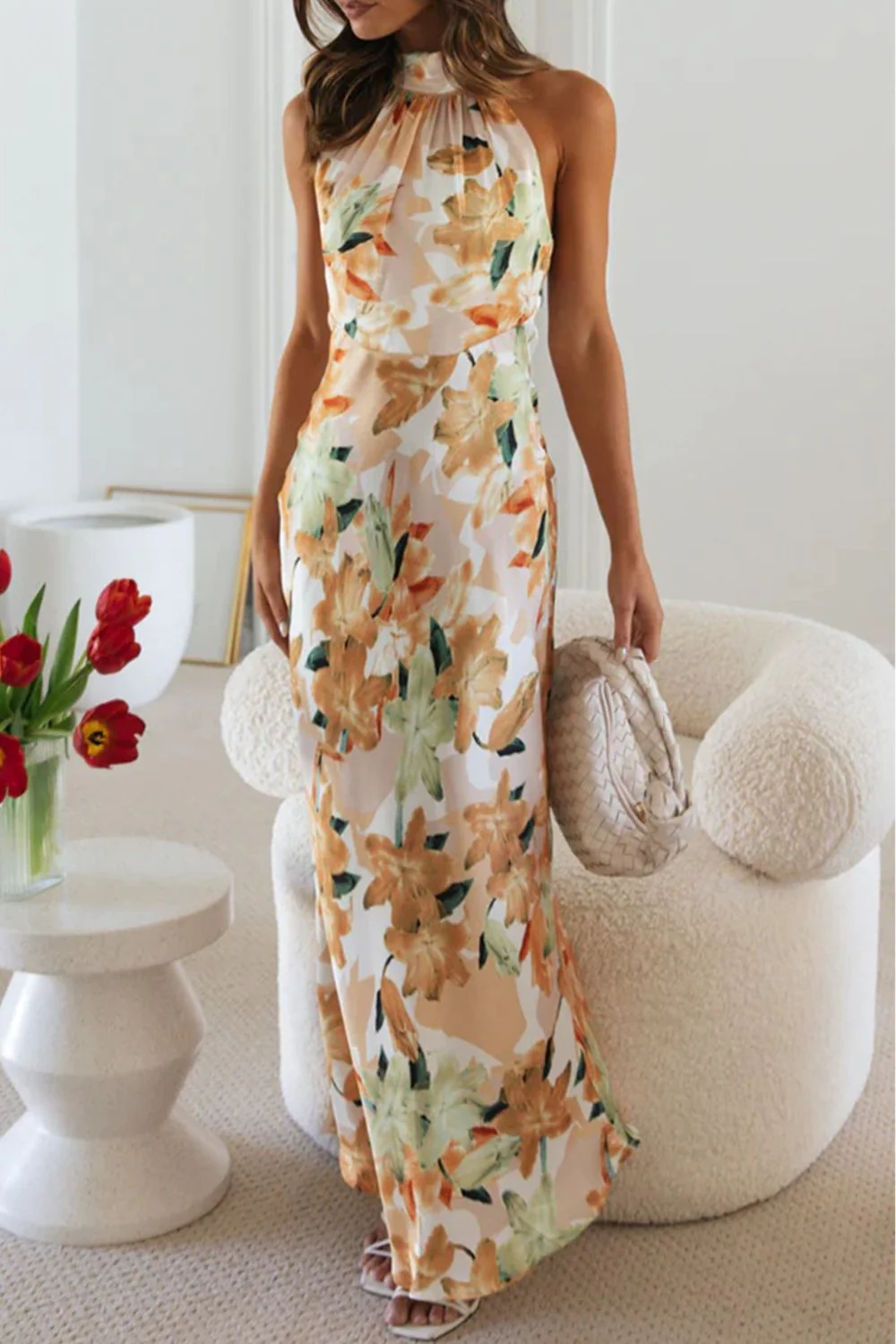 Floral Print Halter Neck Maxi Dress - Image 18