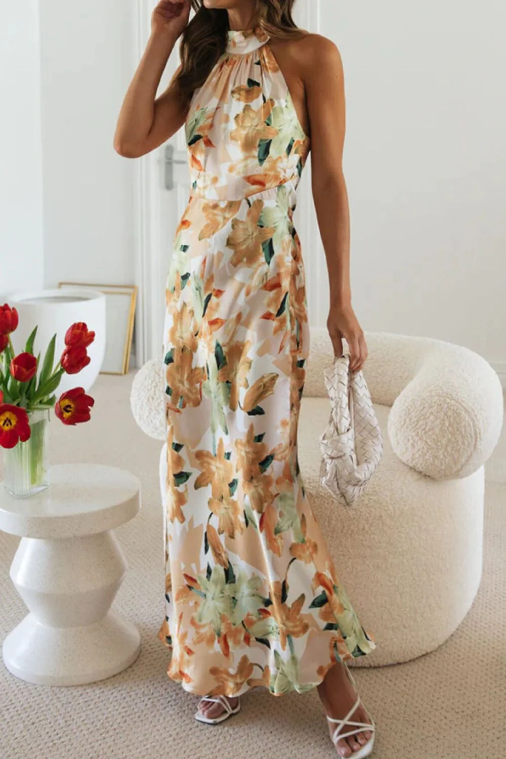 Floral Print Halter Neck Maxi Dress - Image 19