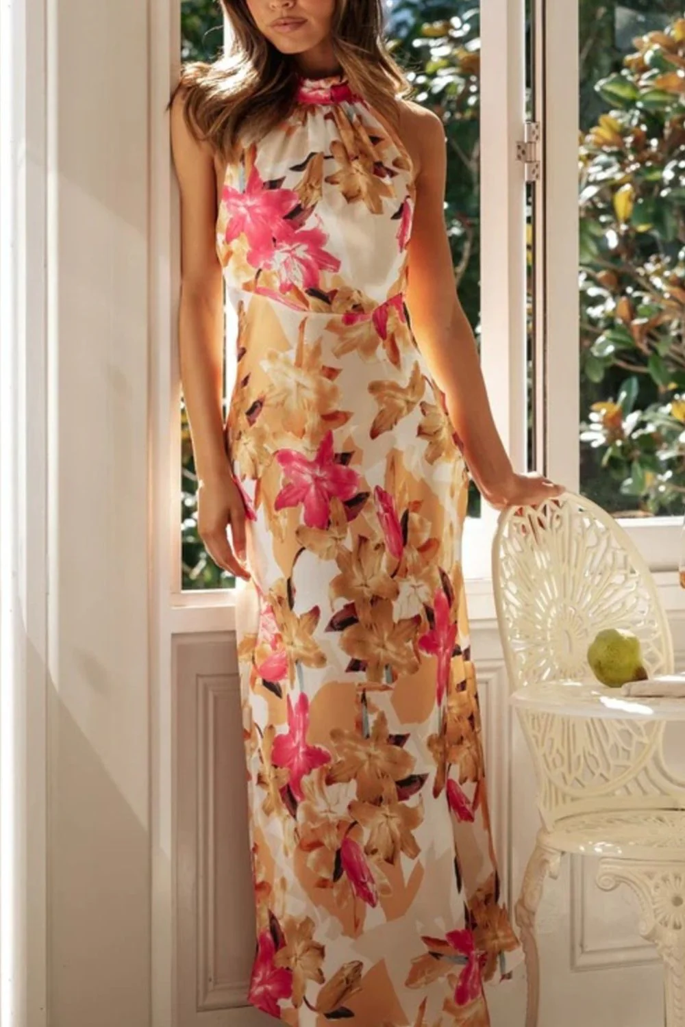 Floral Print Halter Neck Maxi Dress - Image 2