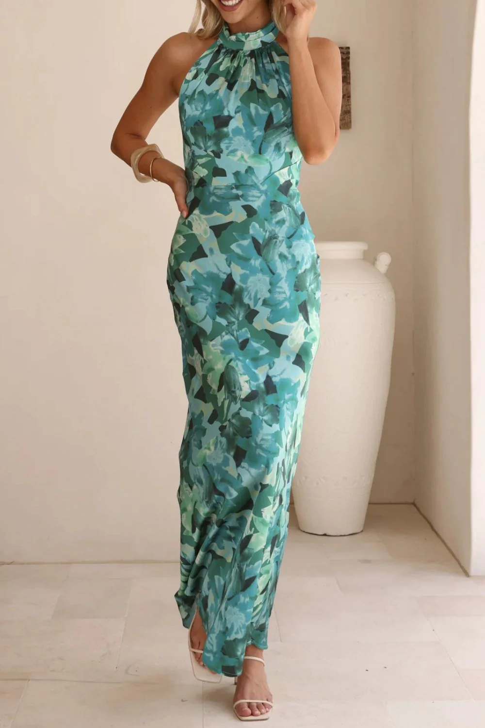 Floral Print Halter Neck Maxi Dress - Image 22
