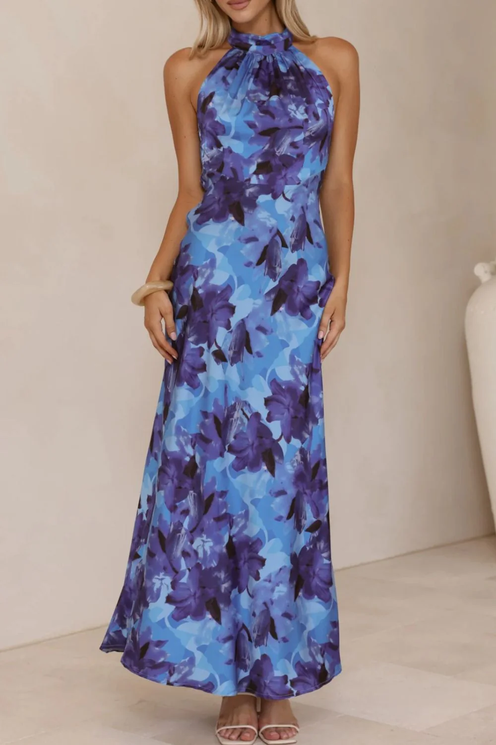Floral Print Halter Neck Maxi Dress - Image 25