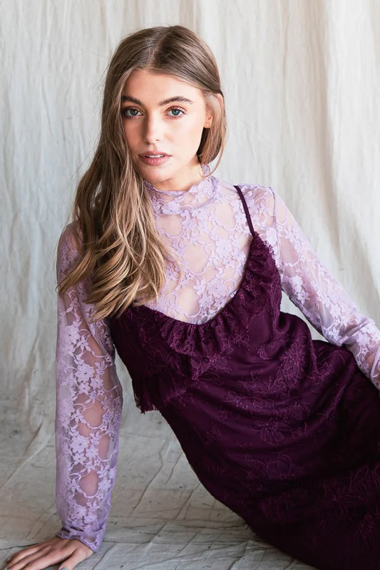 Floral print lace long sleeves top - Image 12