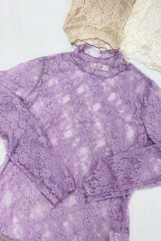 Floral print lace long sleeves top - Image 15