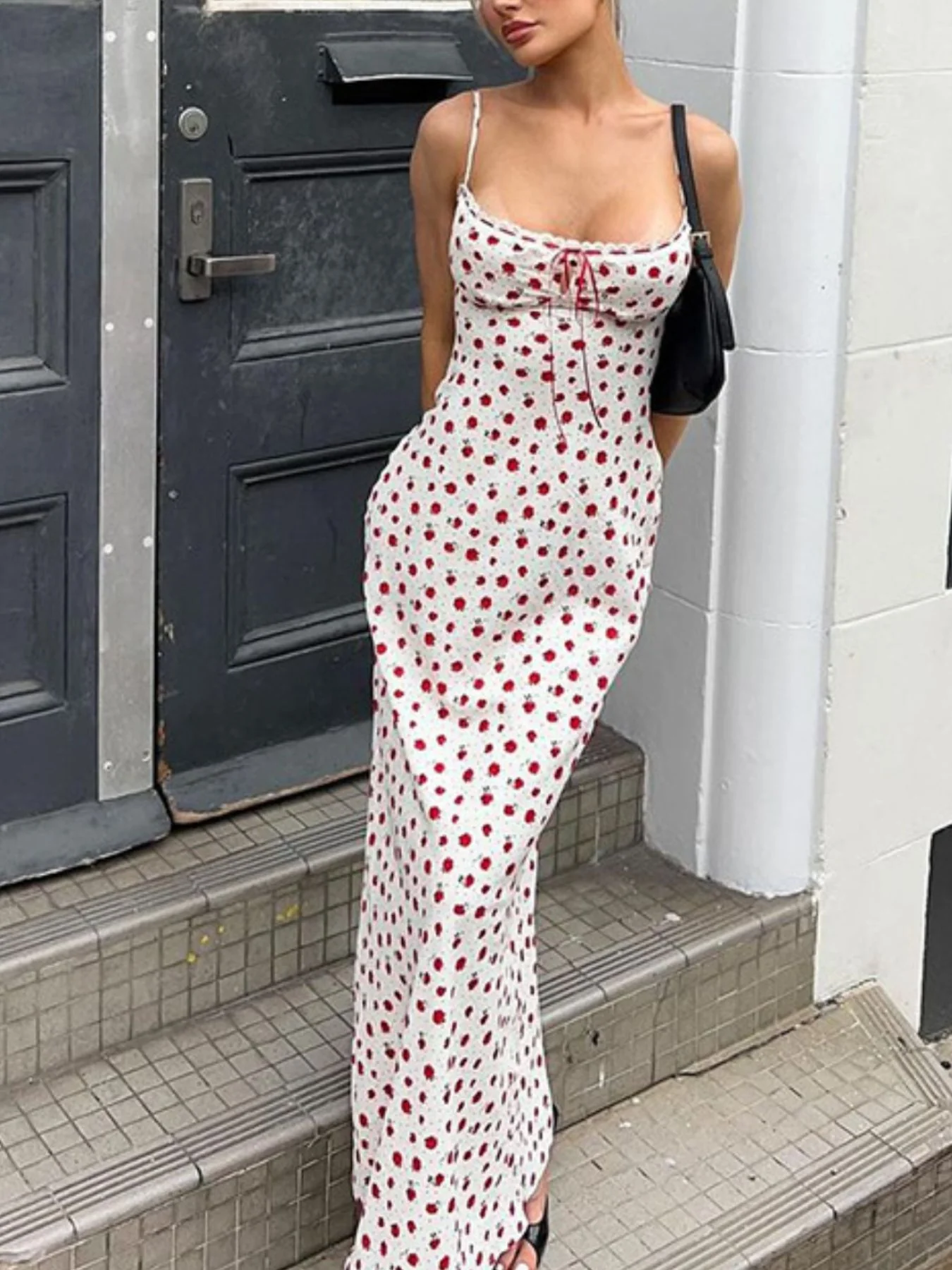 Floral Print Lace Trimmed Cami Dress - Image 5