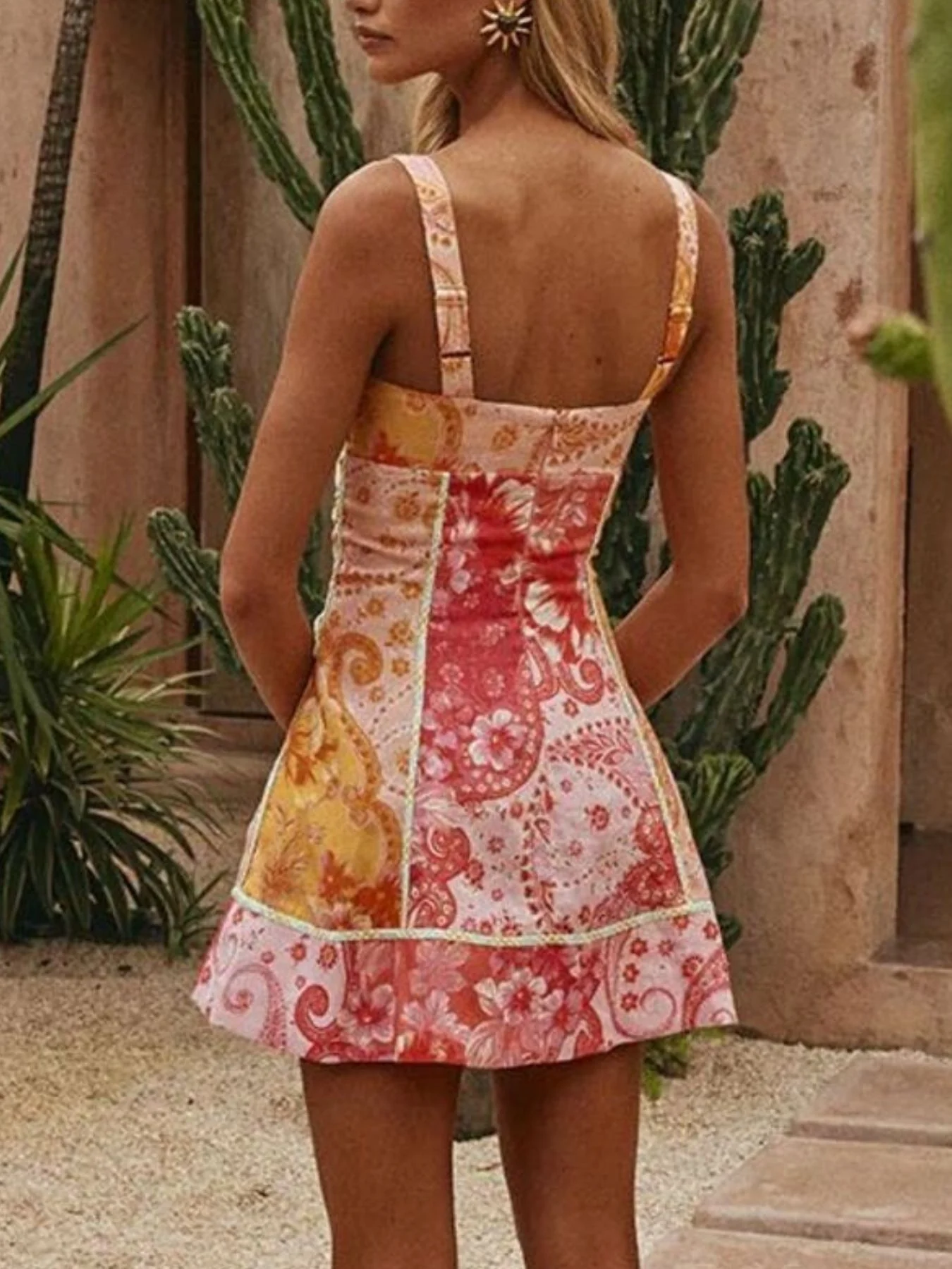 Floral Print Lace-Up Mini Dress - Image 6