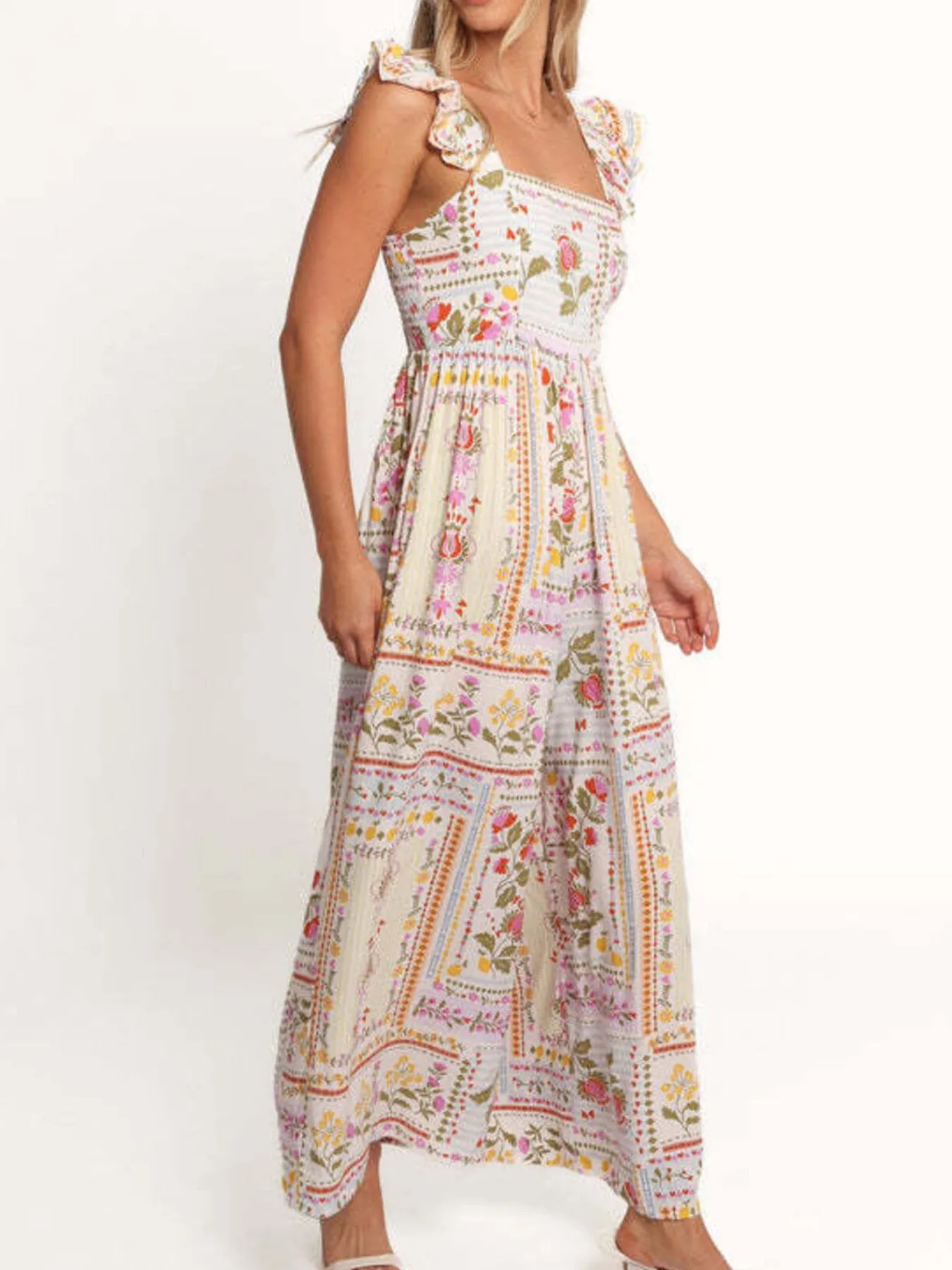 Floral Print Ruffle Strap Jumpsuit - Image 2