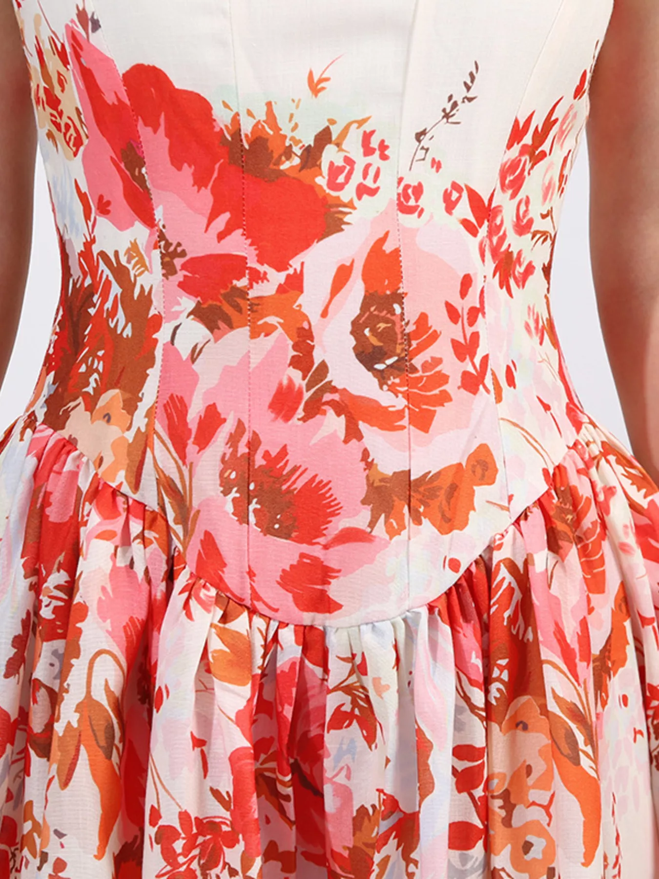 Floral Print Sleeveless A-Line Mini Dress - Image 12