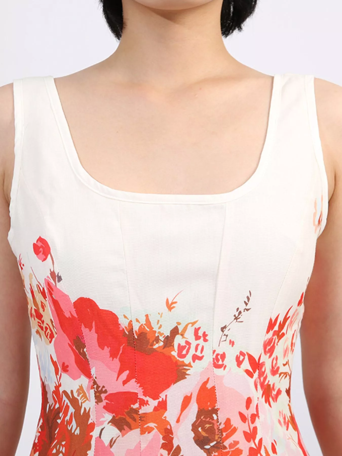 Floral Print Sleeveless A-Line Mini Dress - Image 7