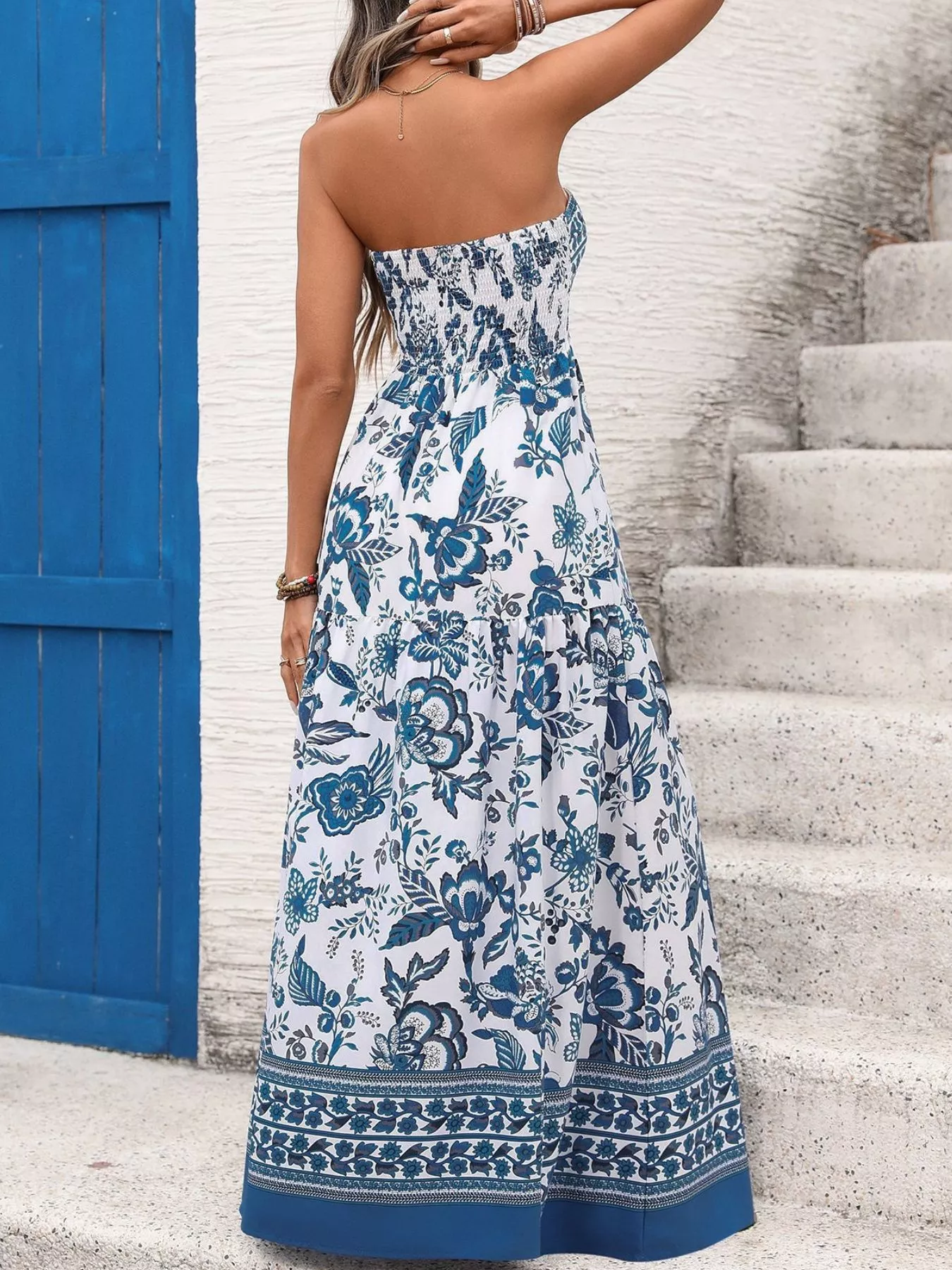 Floral Print Strapless Maxi Dress - Image 6