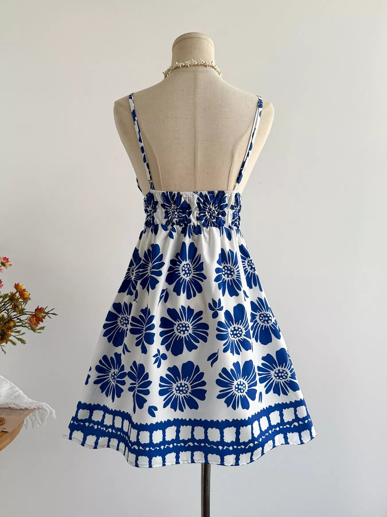 Floral Print V-Neck Mini Dress - Image 3