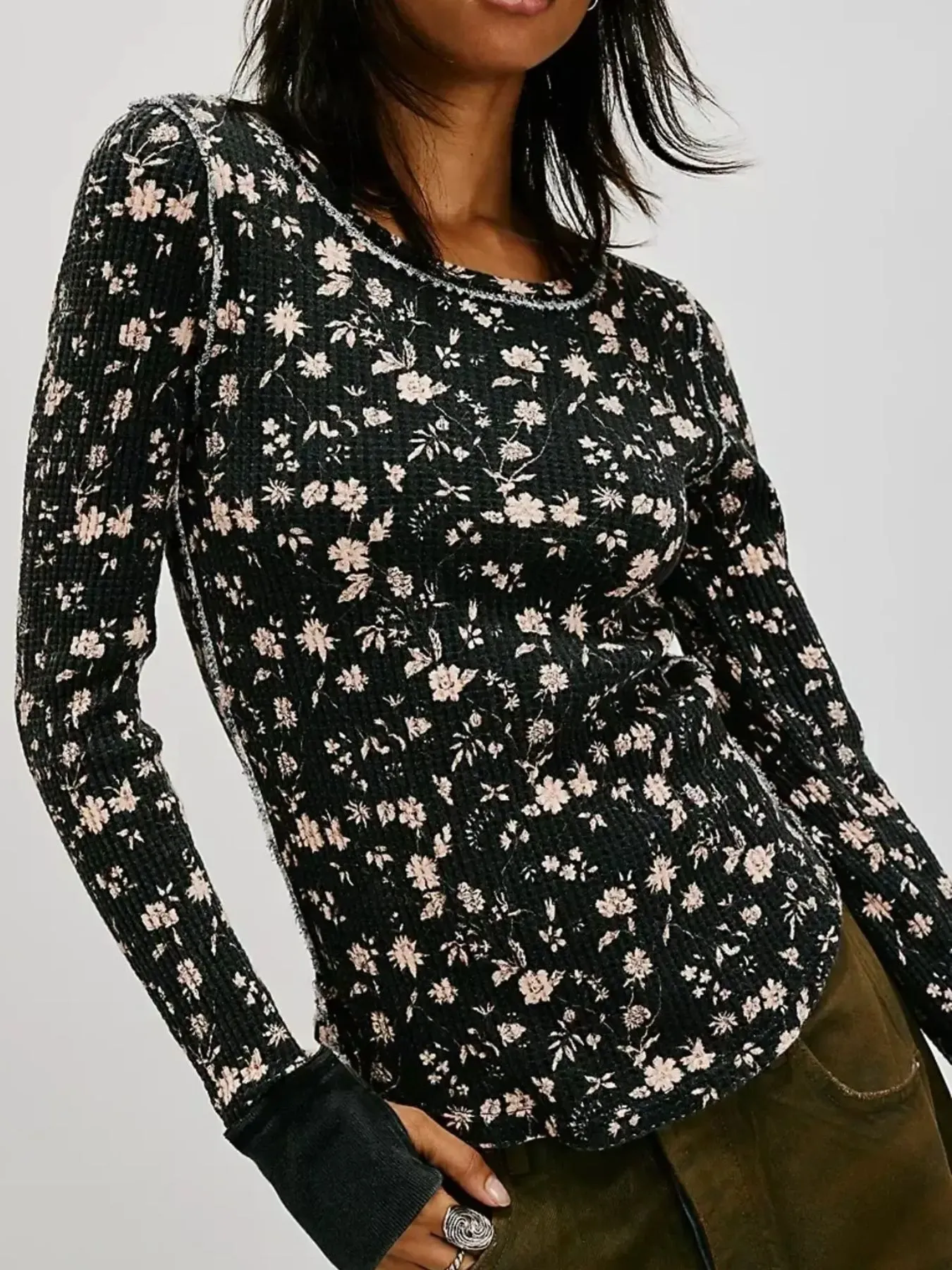 Floral Print Waffle Knit Top - Image 14