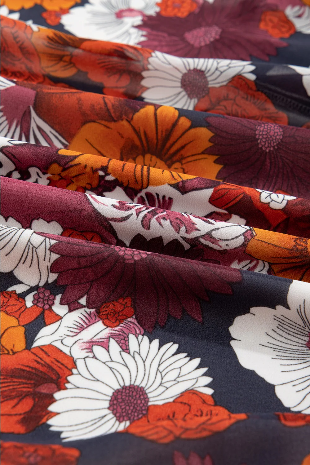 Floral Print Wrap V Neck Puff Sleeve Flowy Mini Dress - Image 13