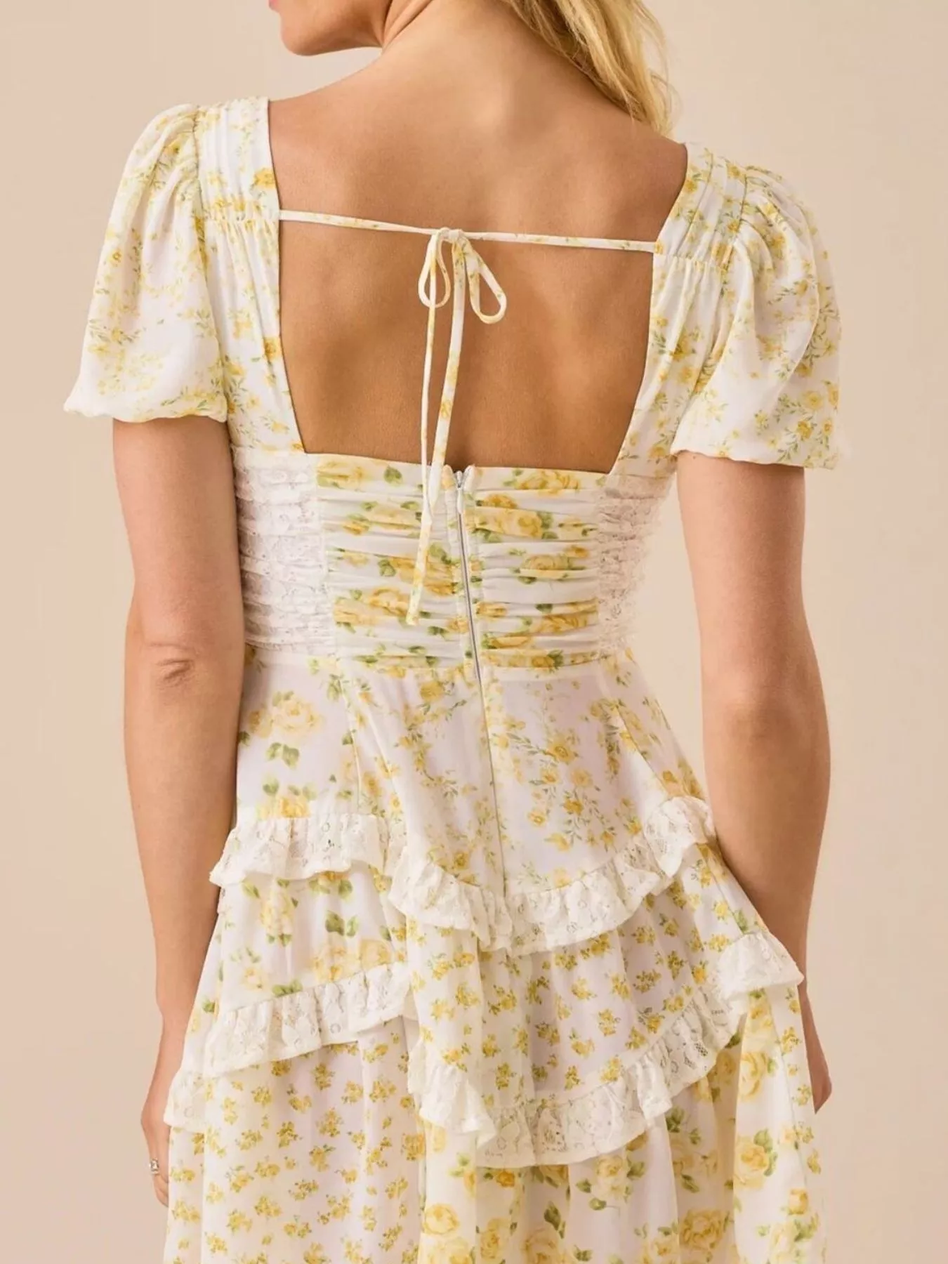 Floral Puff Sleeve Tiered Mini Dress - Image 14