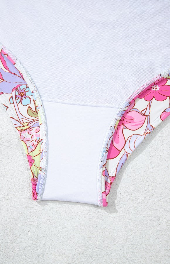Floral Ruffle Trim Tummy Control One Piece Swimsuit - Image 11