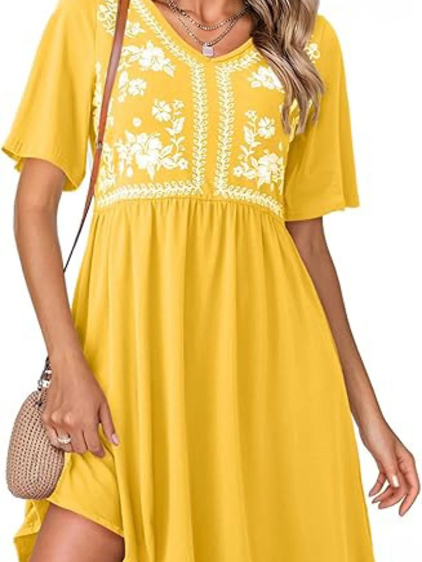 Floral Short Sleeve Flowy Mini Dress - Image 18