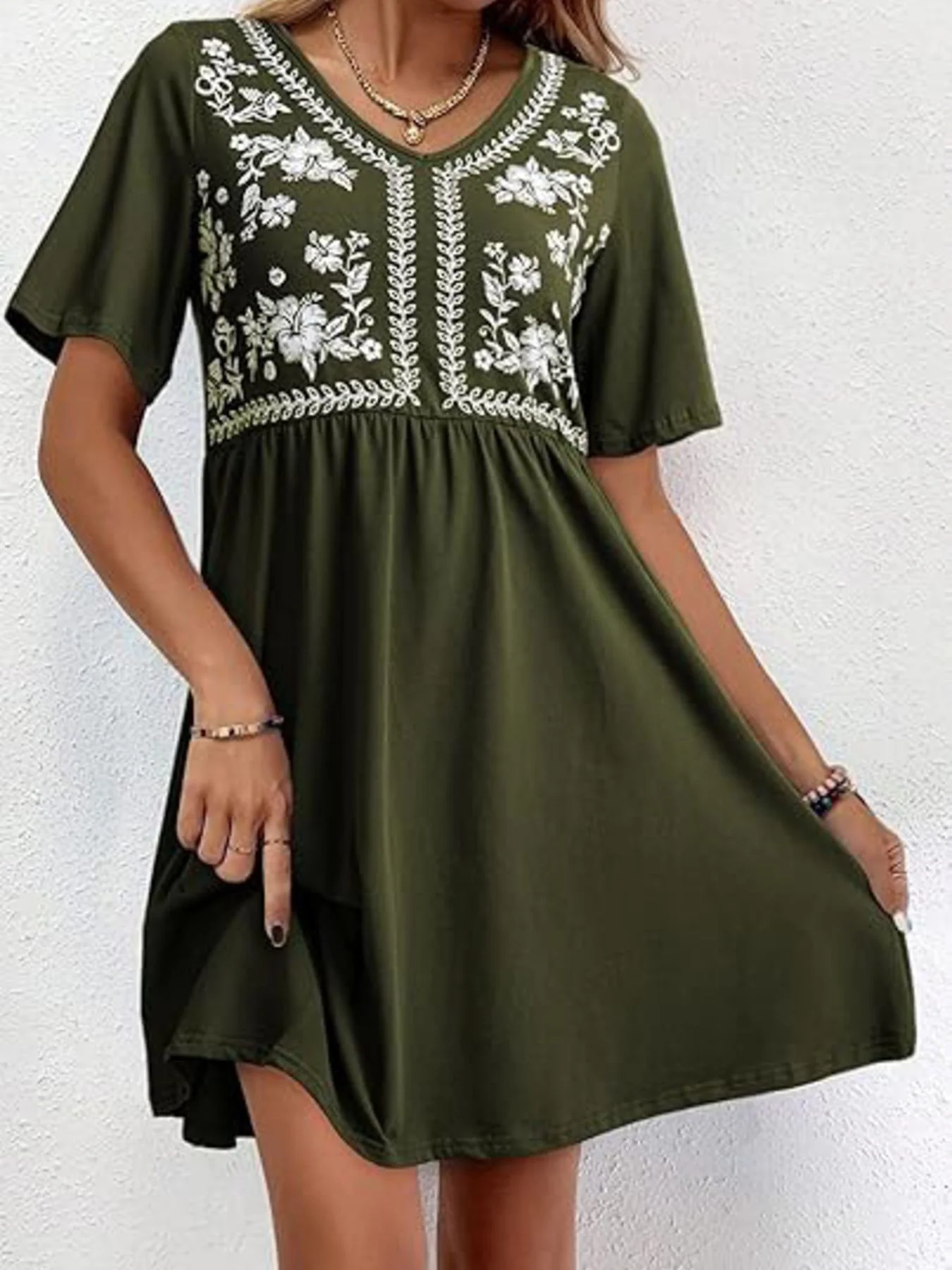 Floral Short Sleeve Flowy Mini Dress - Image 8