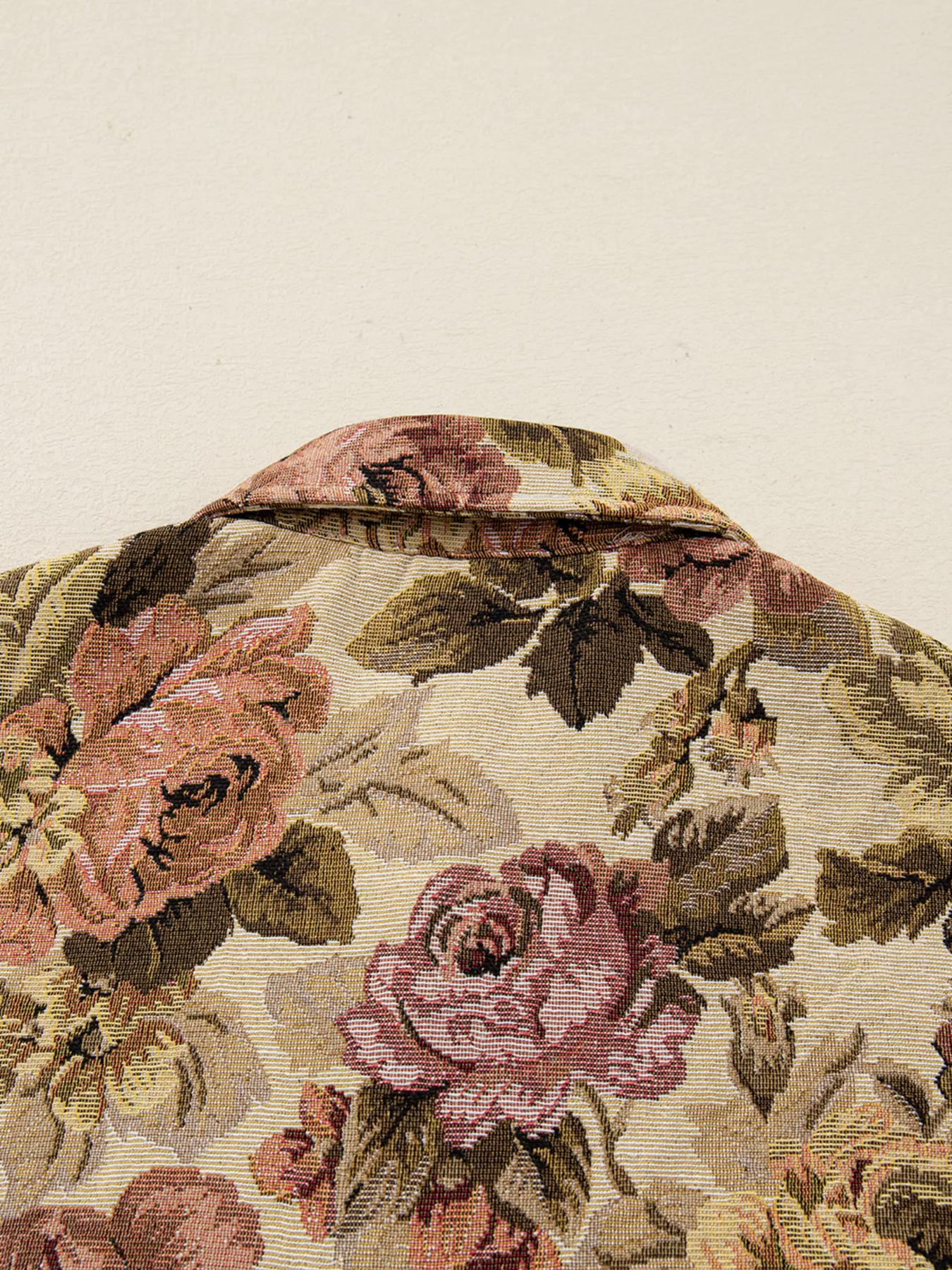 Floral Waffle Knit Patchwork Chest Pockets Buttoned Jacket - Image 9